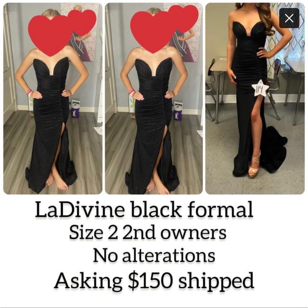 LaDivine Black glitter formal